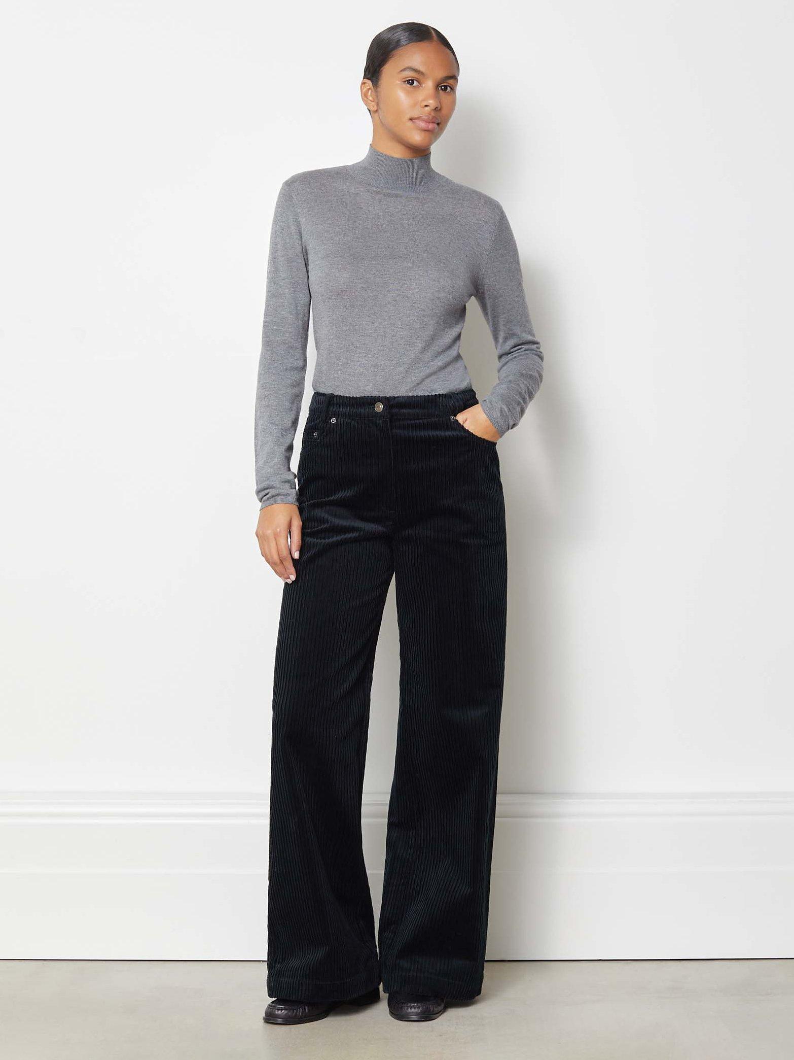 Albaray Cord Wide Leg Trousers, Black