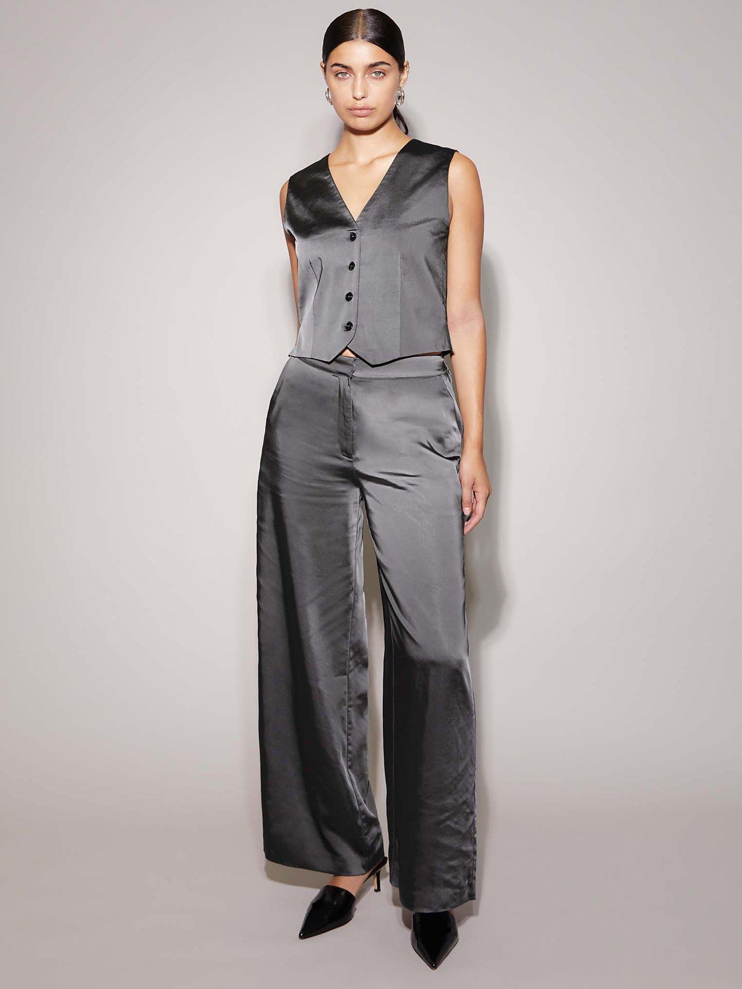 Albaray Satin Wide Leg Trousers, Grey