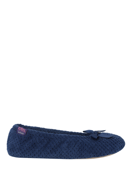 totes Terry Popcorn Ballet Slippers, Navy