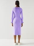 L.K.Bennett Grace Frill Detail Rib Knit Dress, Violet