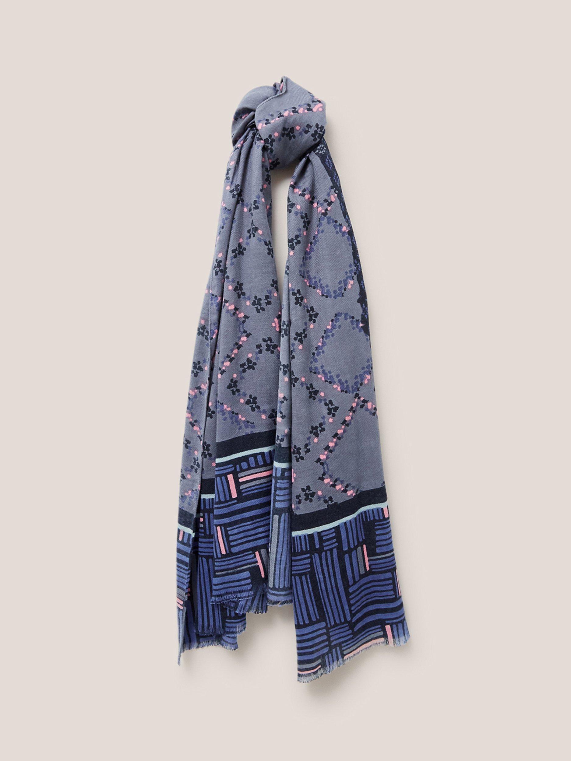 White Stuff Hare Print Scarf, Navy/Multi