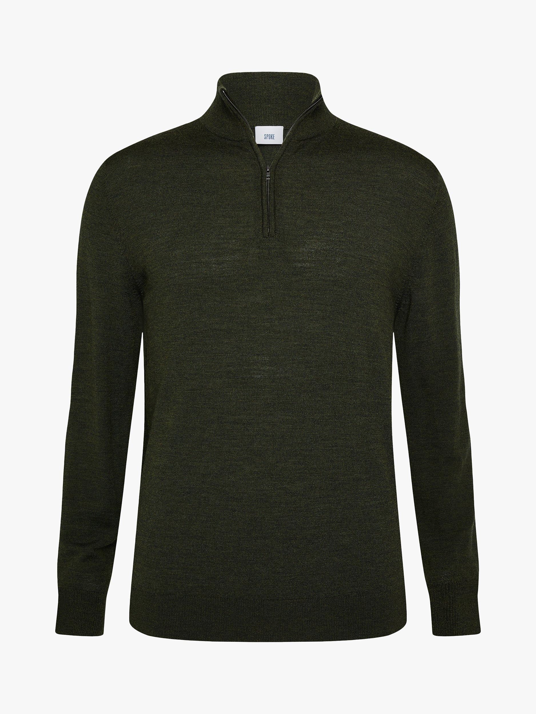 SPOKE Merino Half Zip Slim Jumper, Forest