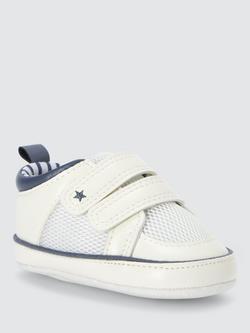 John Lewis Baby Star Trainer Booties, White, White
