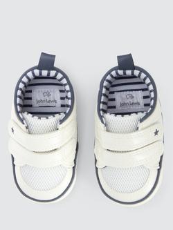 John Lewis Baby Star Trainer Booties, White - view 2, White