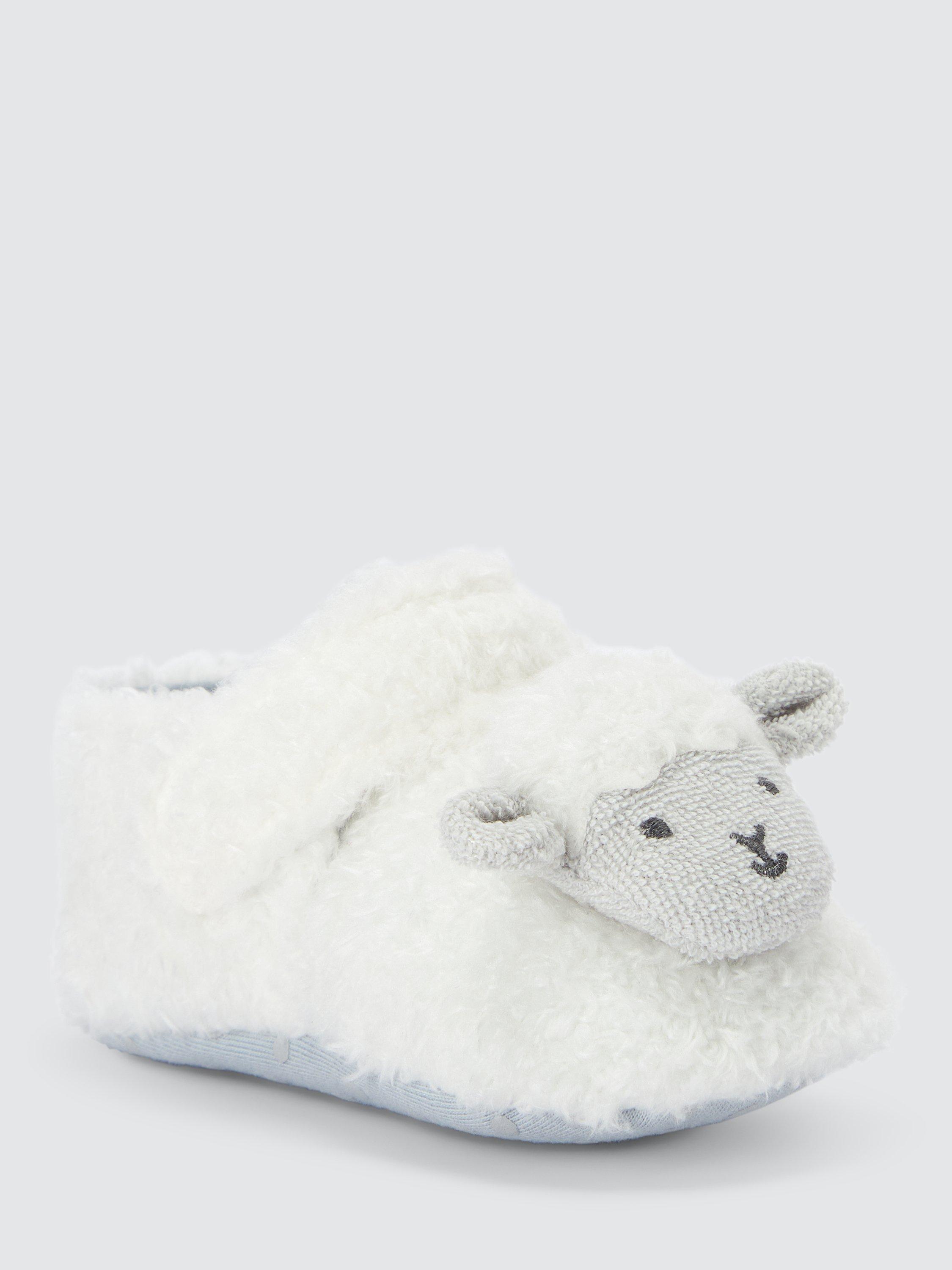 John Lewis Baby Sheep Slippers, White