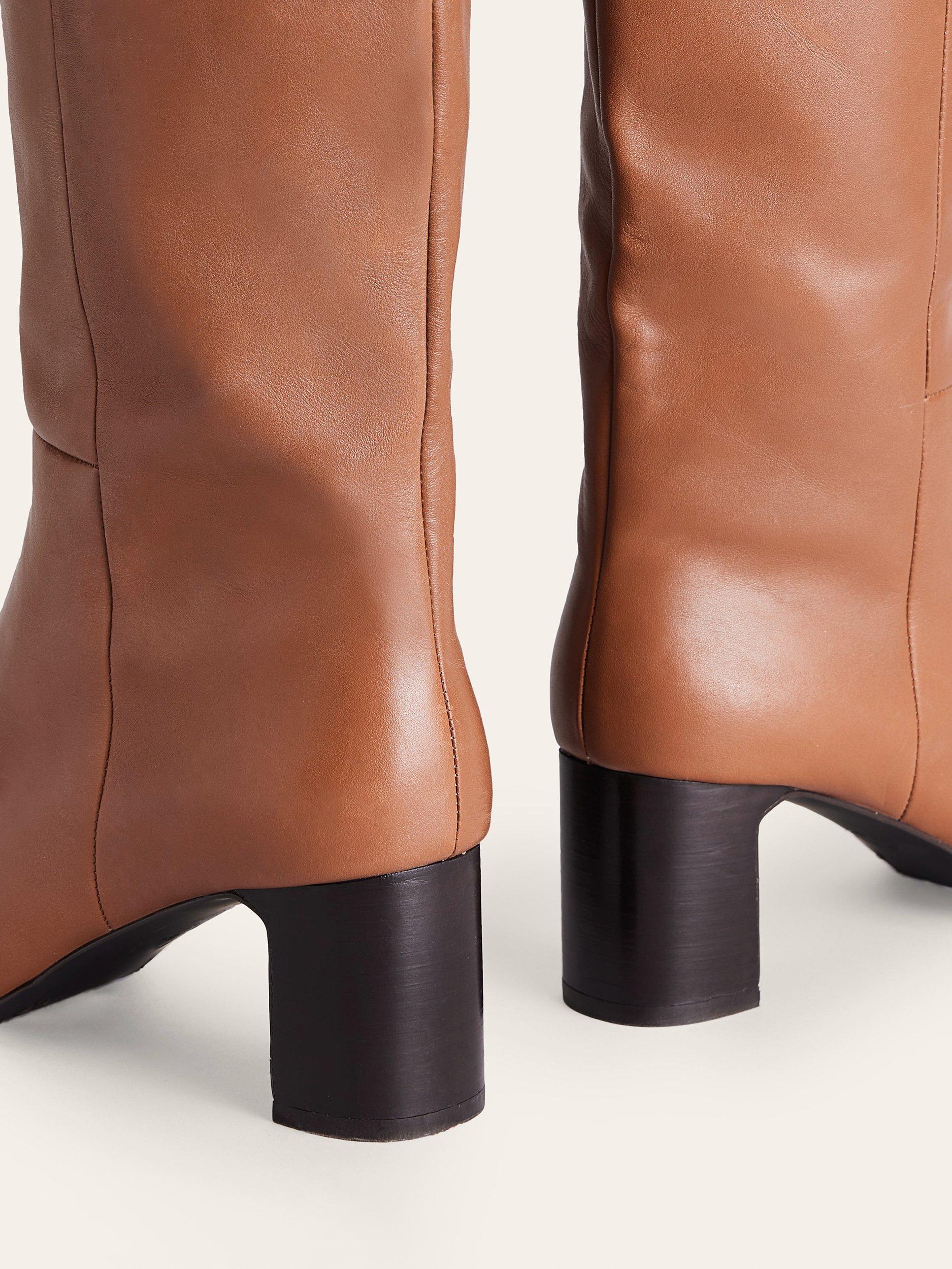 Boden Erica Knee High Leather Boots Tan Leather