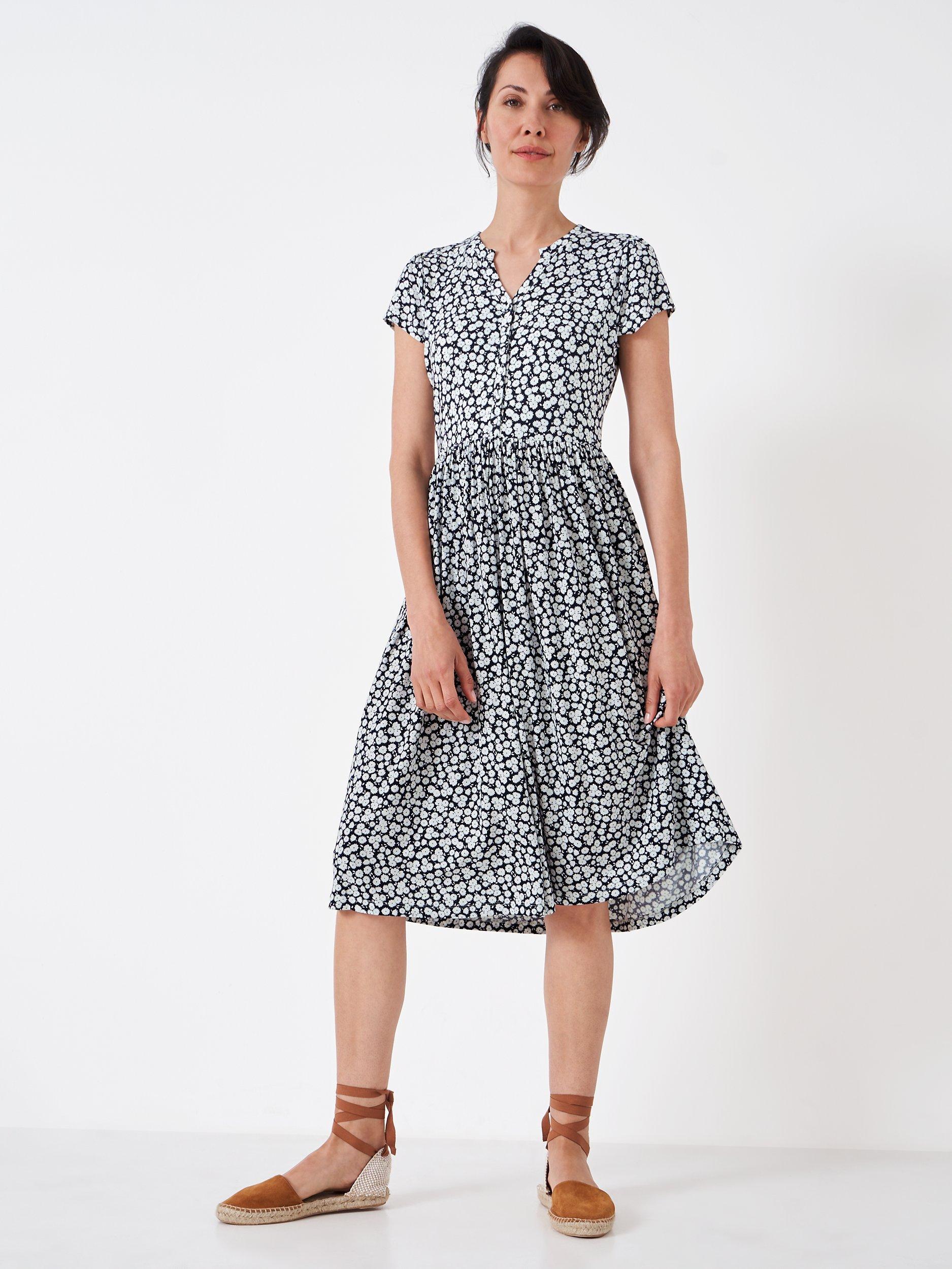 Crew Clothing Rosa Jersey Midi Dress, White/Black
