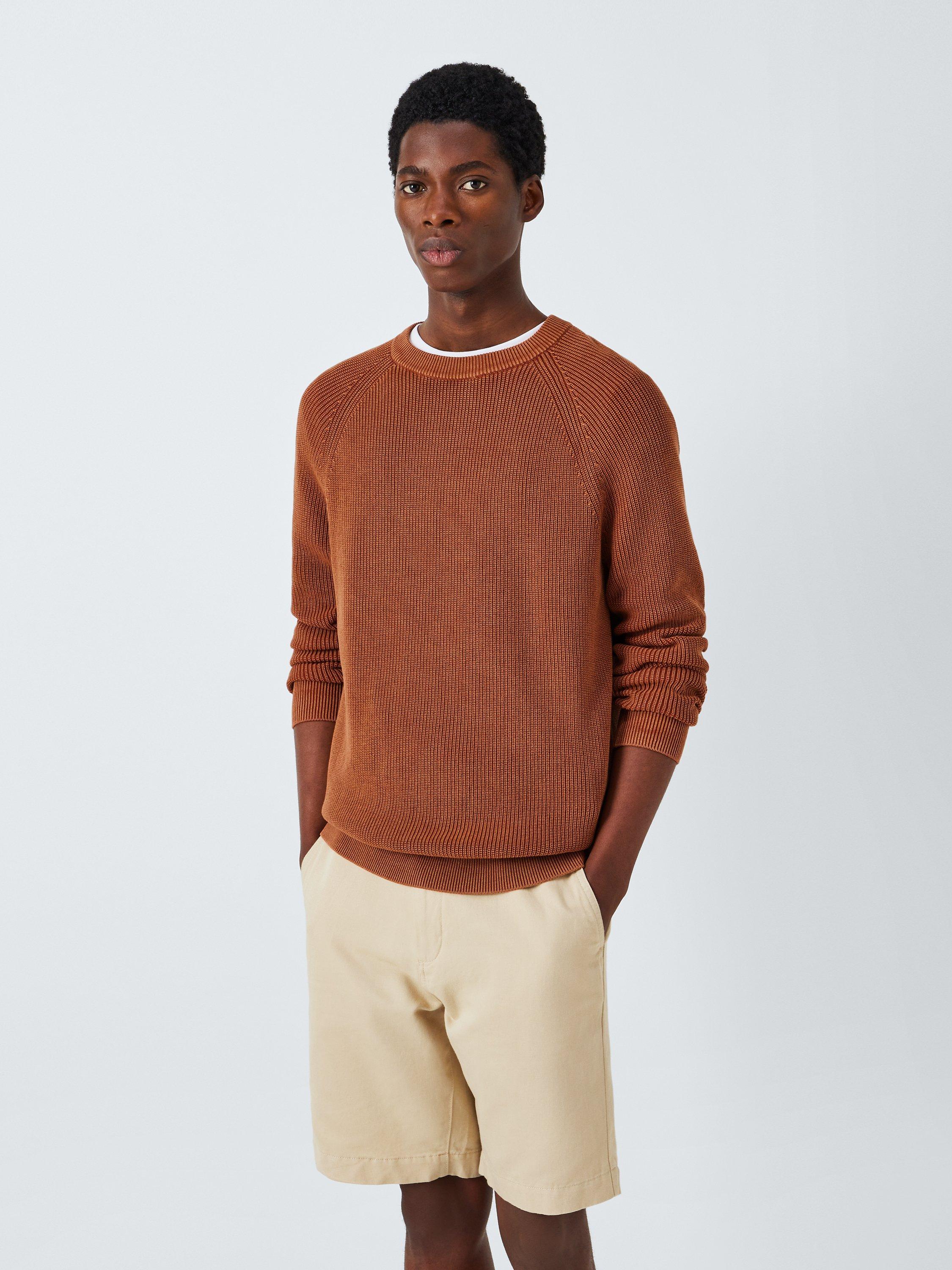 John Lewis Cotton Sun Bleached Ribbed Knit Jumper, Arabian Spice