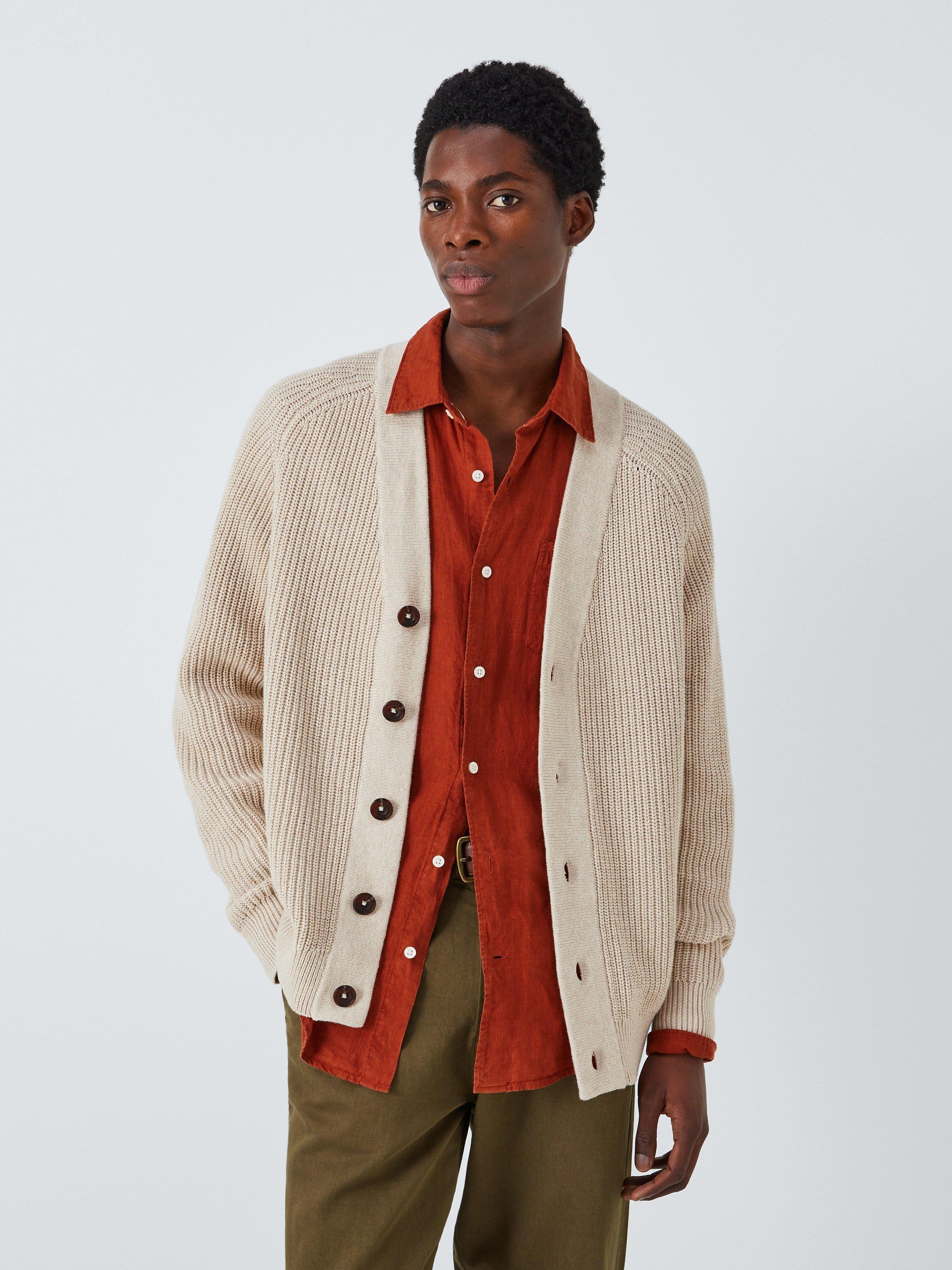 John Lewis Cotton Baseball Cardigan, Natural