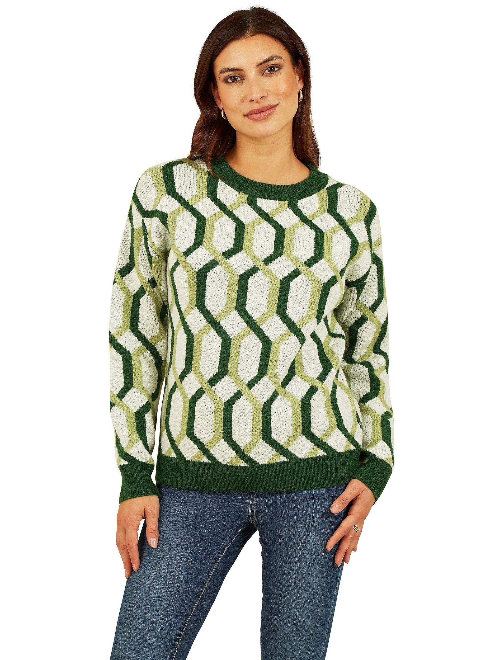 Mela London Retro Pattern Jumper, Green