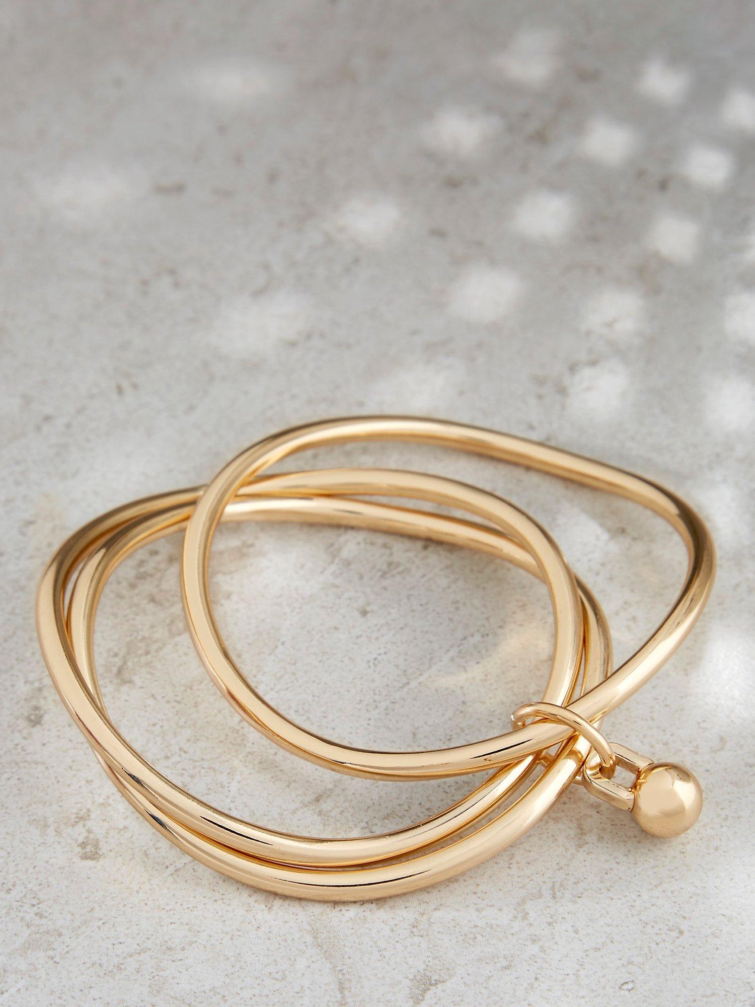 Mint Velvet Triple Linked Bangle, Gold