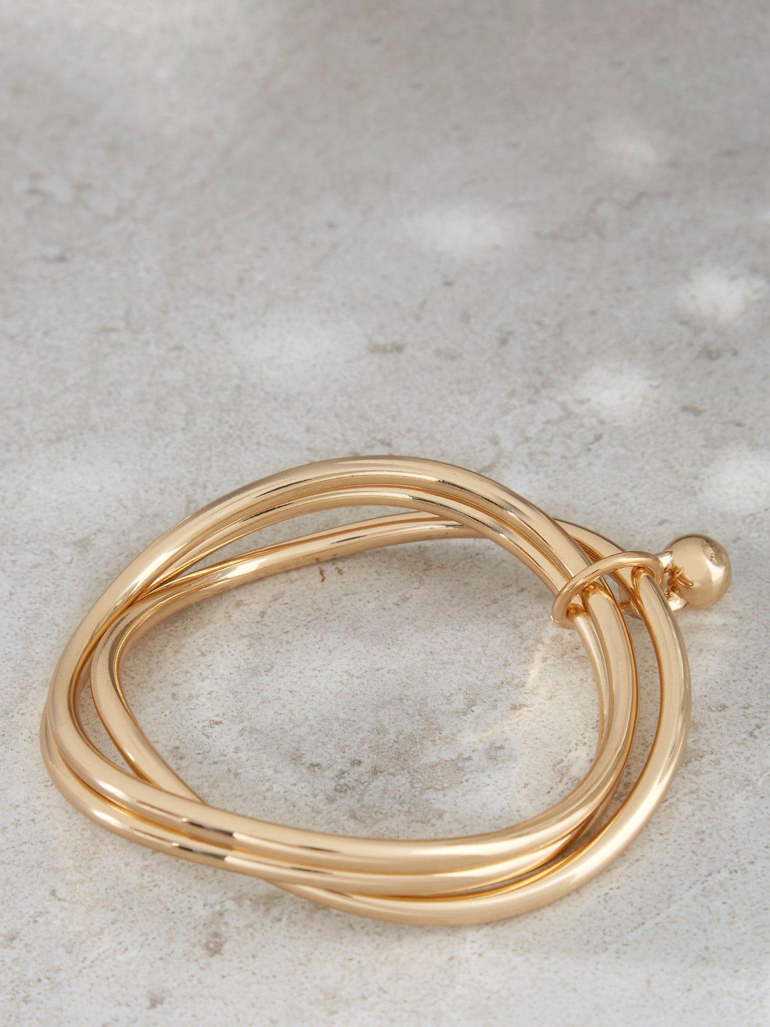 Mint Velvet Triple Linked Bangle, Gold