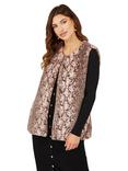 Yumi Snake Print Faux Fur Gilet, Pink