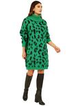 Yumi Animal Roll Neck Knitted Dress, Green/Multi