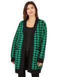 Mela London Dogtooth Intarsia Cardigan, Green