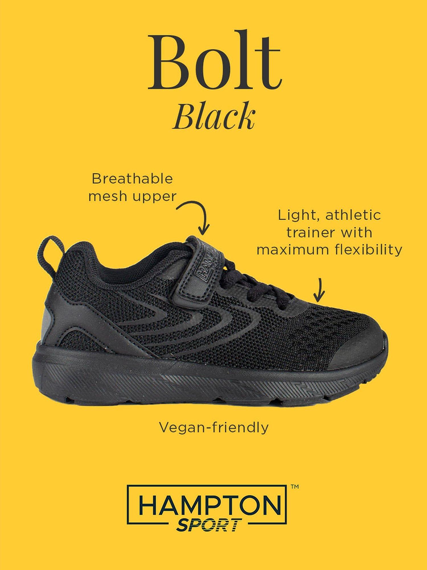 Product image 3 of 3, which shows Trotters Hampton Sport Kids' Bolts Riptape Trainers, Black, A1