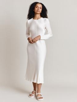 Ghost Mari Satin Midi Dress, Ivory