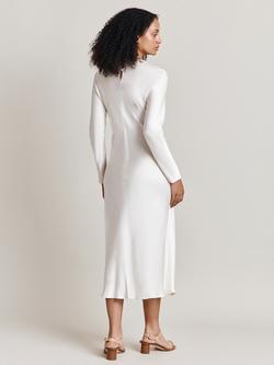 Ghost Mari Satin Midi Dress - view 2, Ivory