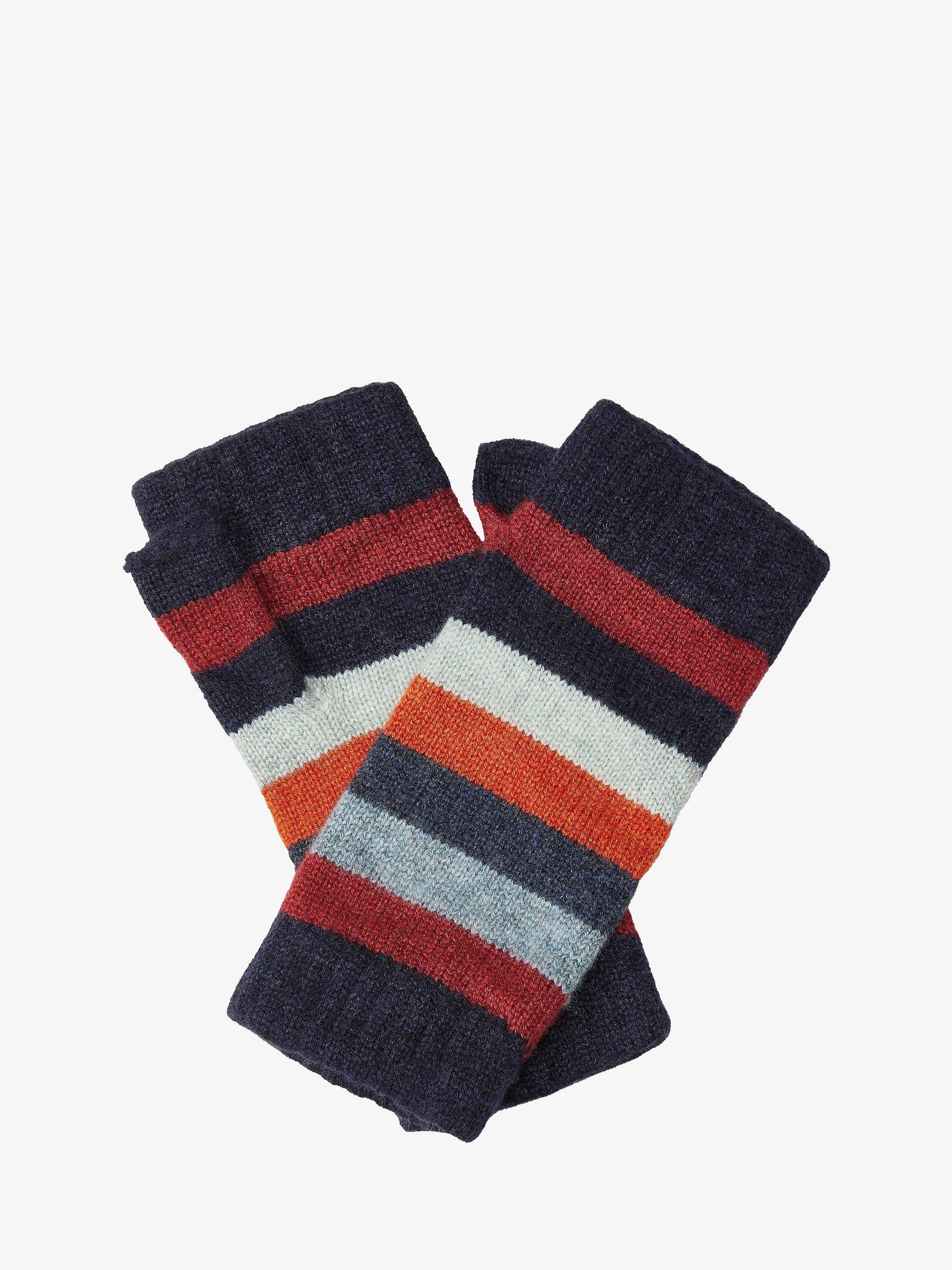 Brora Cashmere Striped Fingerless Gloves, Multi