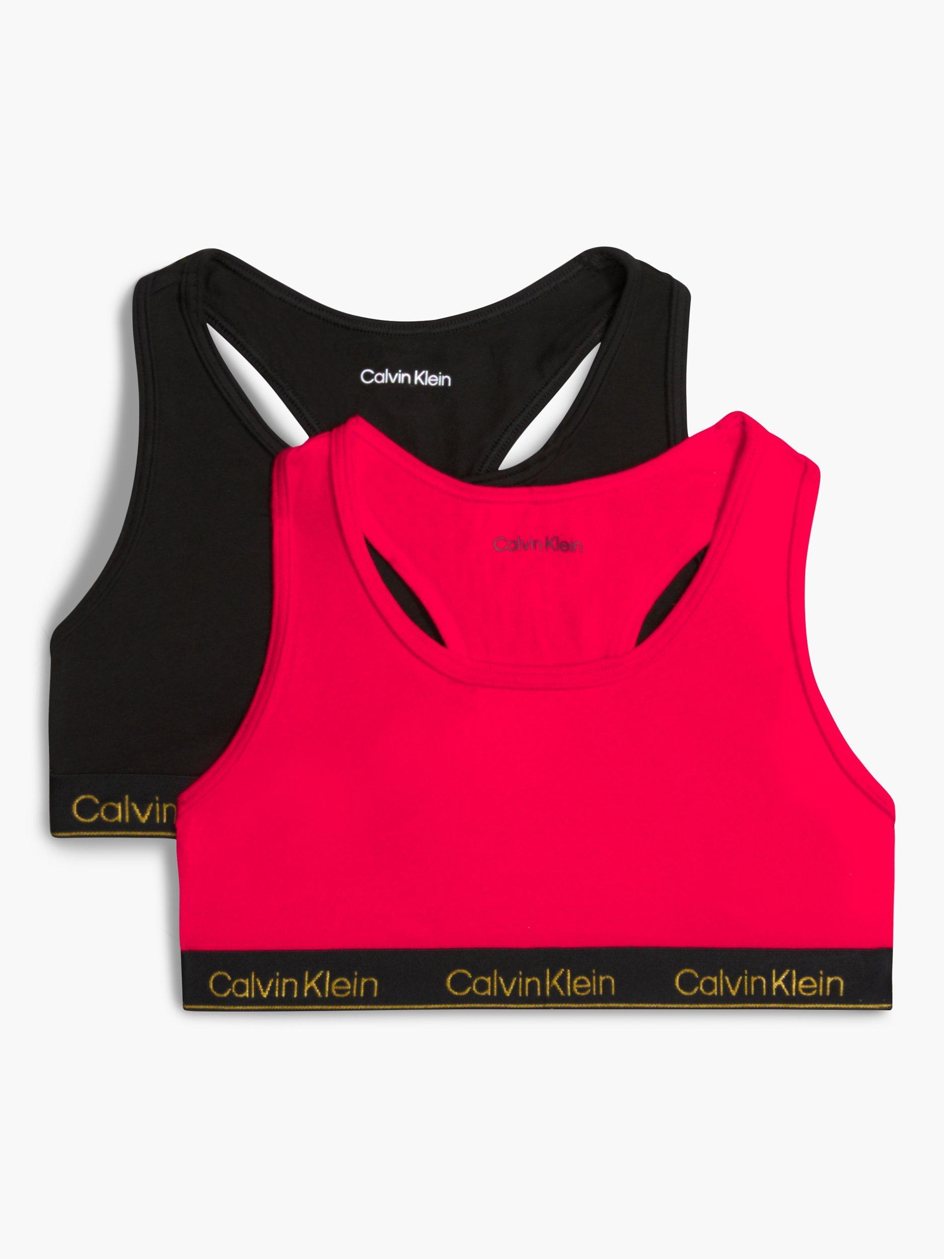 Calvin Klein Kids' Modern Cotton Blend Bralette, Pack of 2, Redglare/Pvhblack