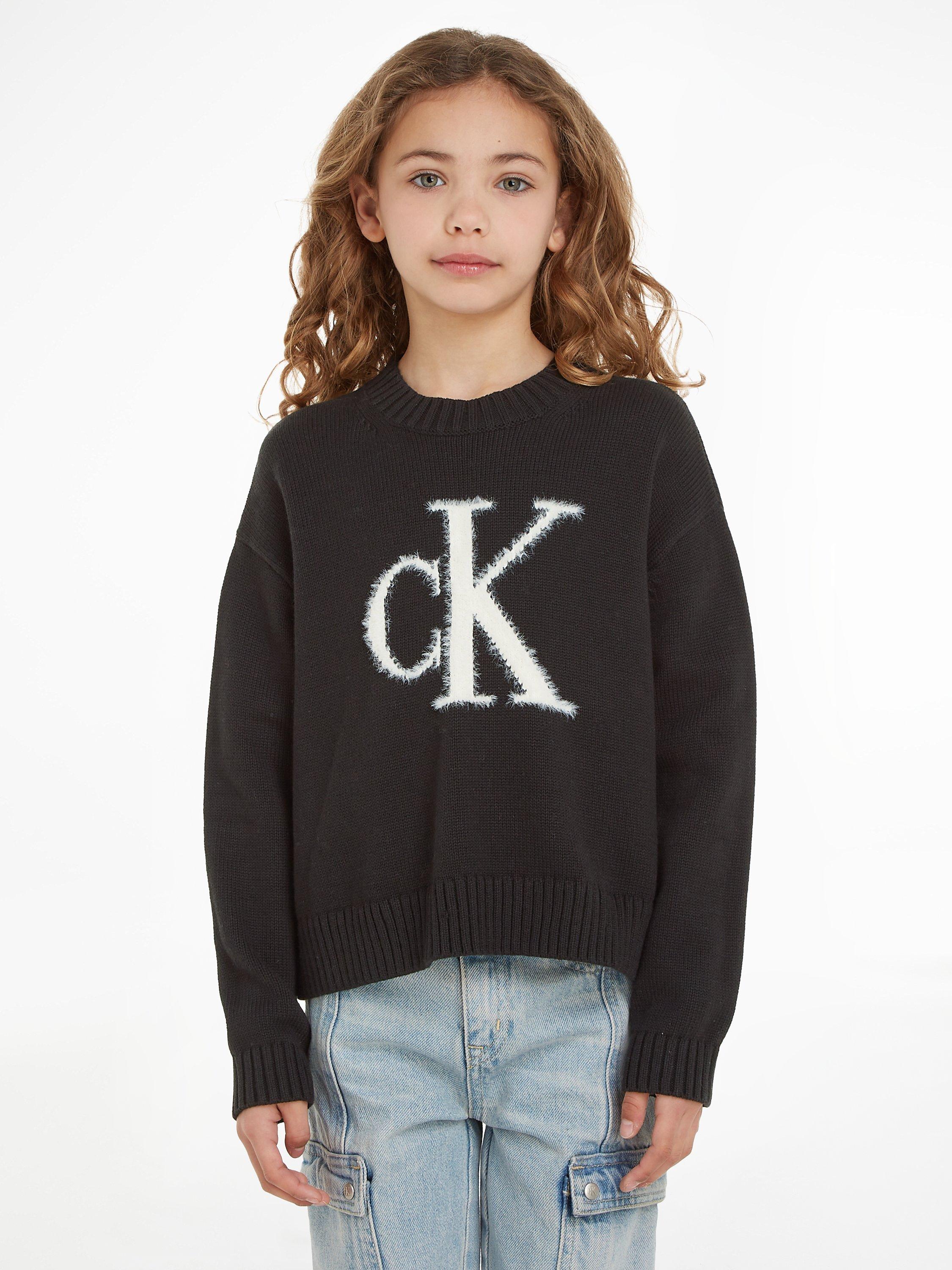 Calvin Klein Kids' CKJ Fluffy Monogram Jumper, Ck Black