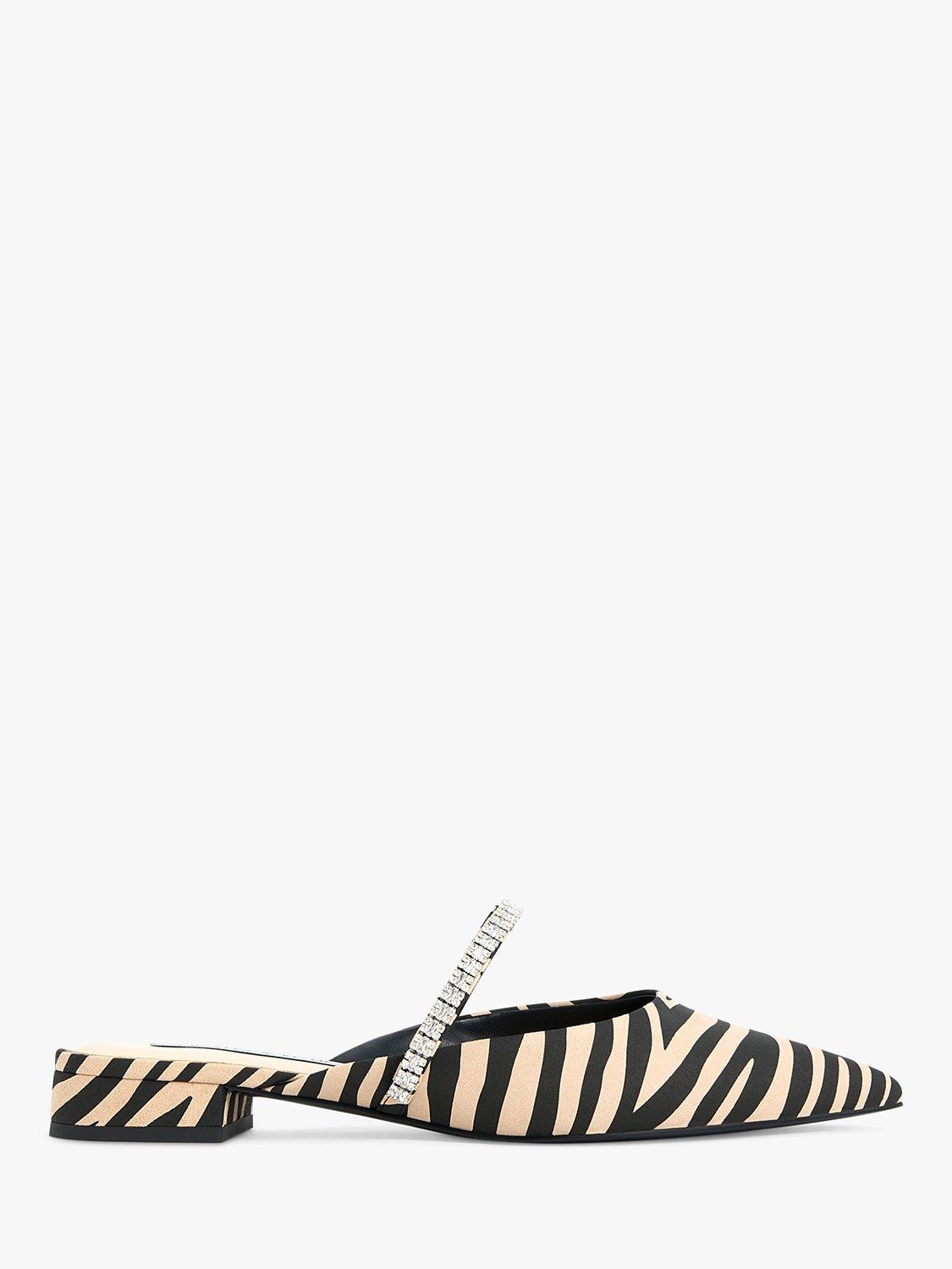 CHARLES & KEITH Ambrosia Zebra Print Embellished Strap Mules, Black/Beige