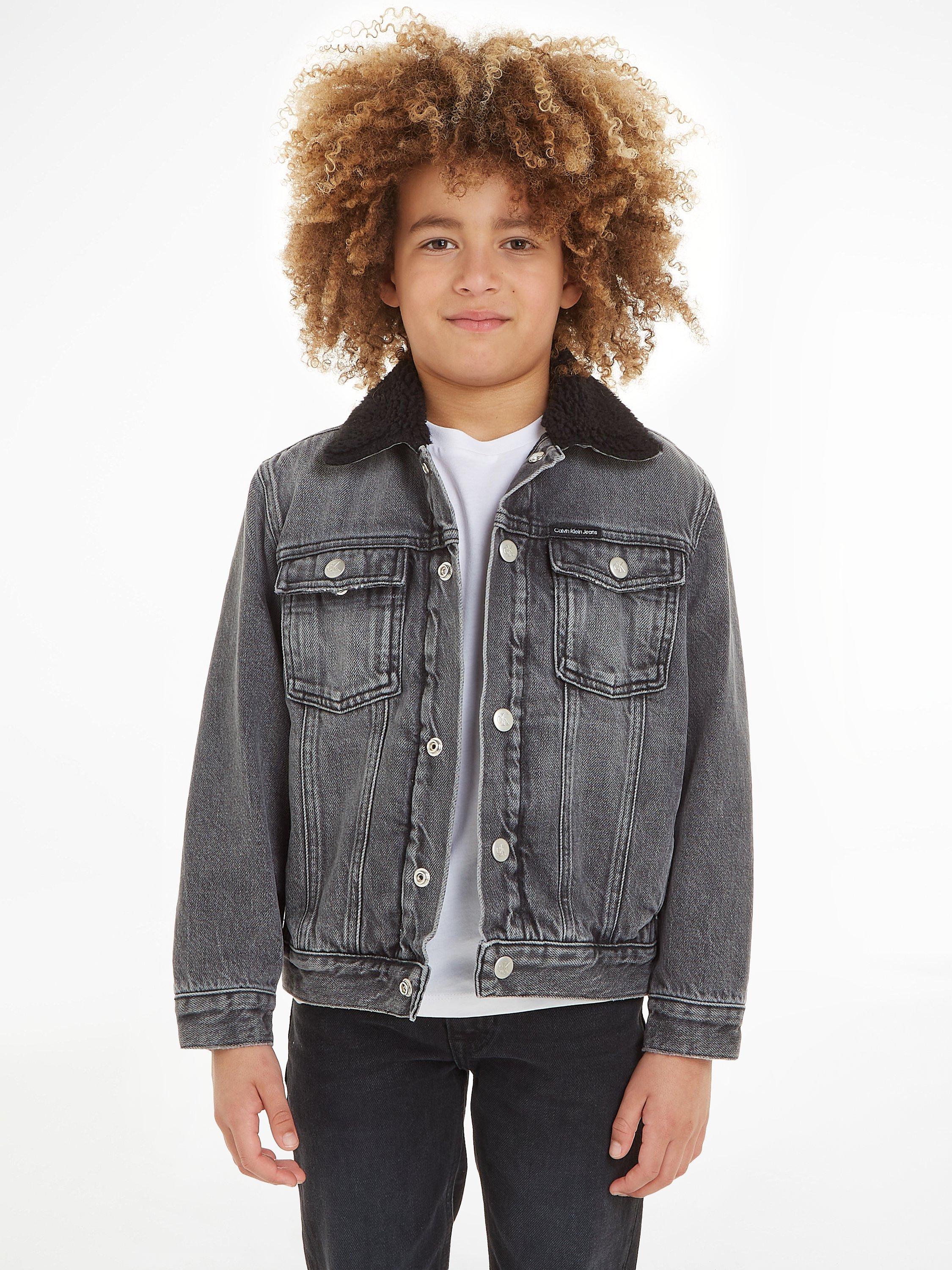 Calvin Klein Kids' Cotton Sherpa Denim Jacket, Visual Grey