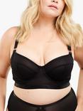 Oola Lingerie Soft Mesh Longline Balconette Bra, Black