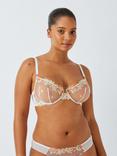 AND/OR Kiki Floral Crochet Plunge Bra, White/Multi