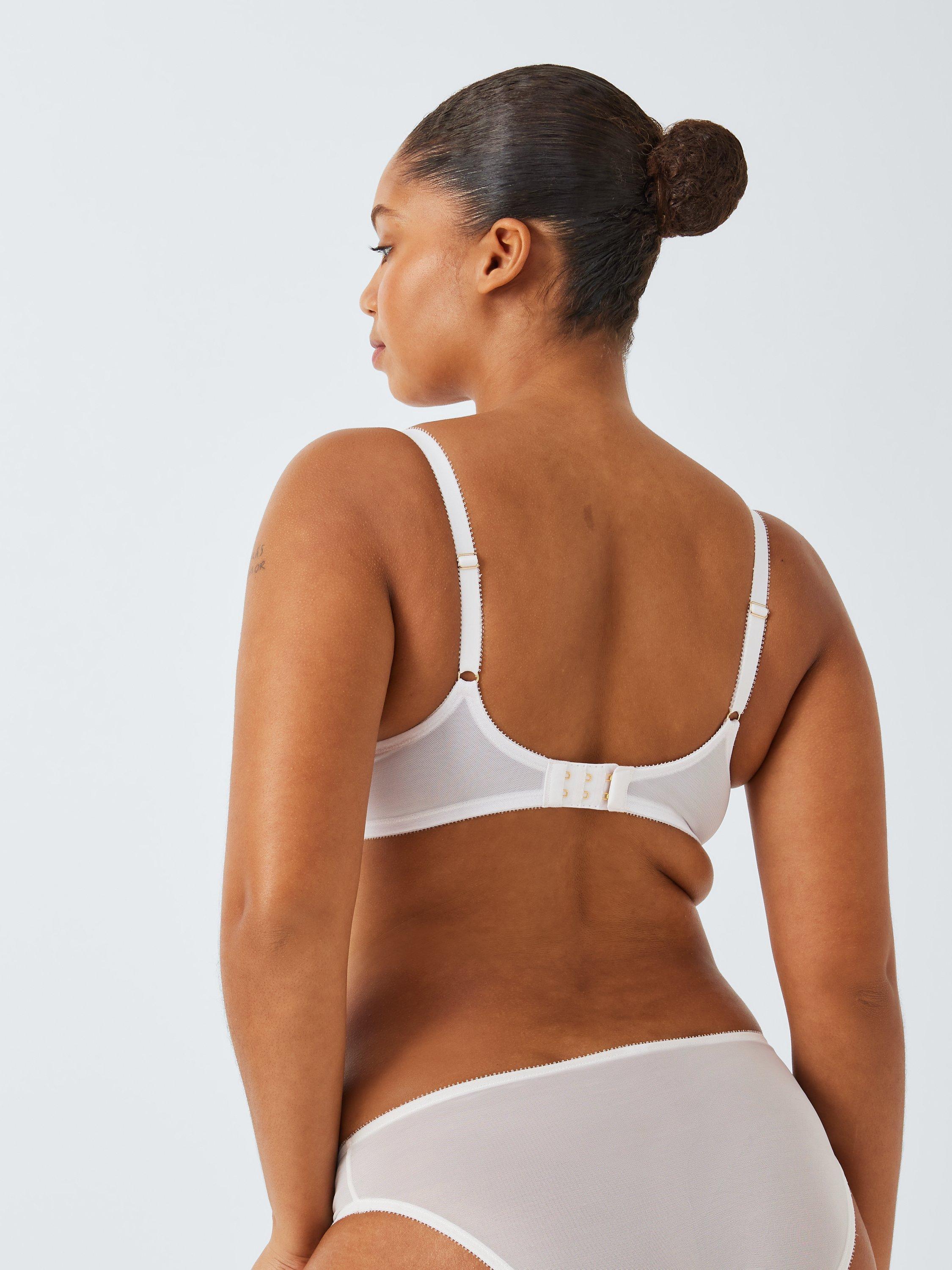 Product image 2 of 11, which shows AND/OR Kiki Floral Crochet Plunge Bra, White/Multi, 38DD