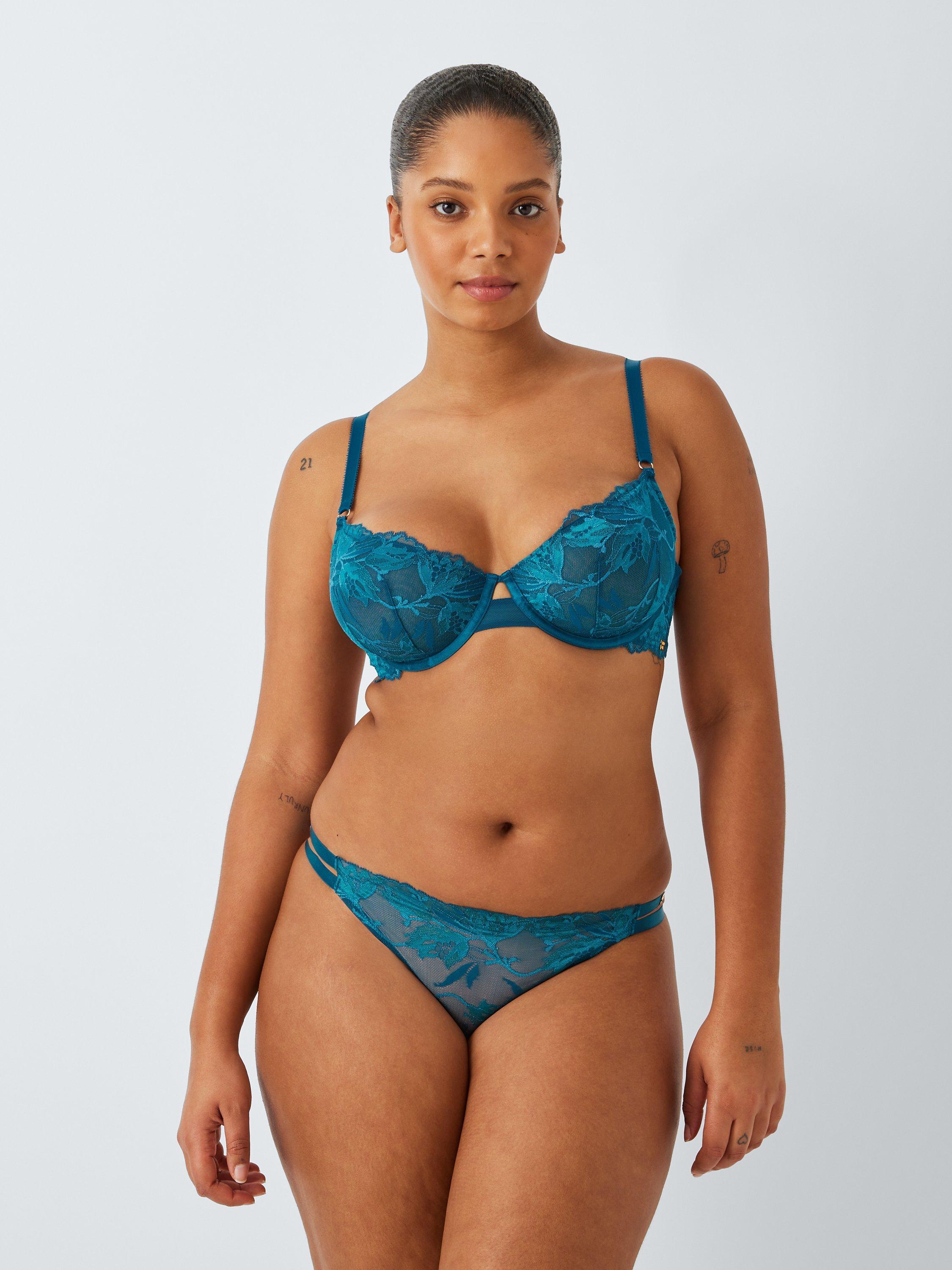 AND/OR Alexis Soft Bloom Lace Thong, Teal Blue, 16