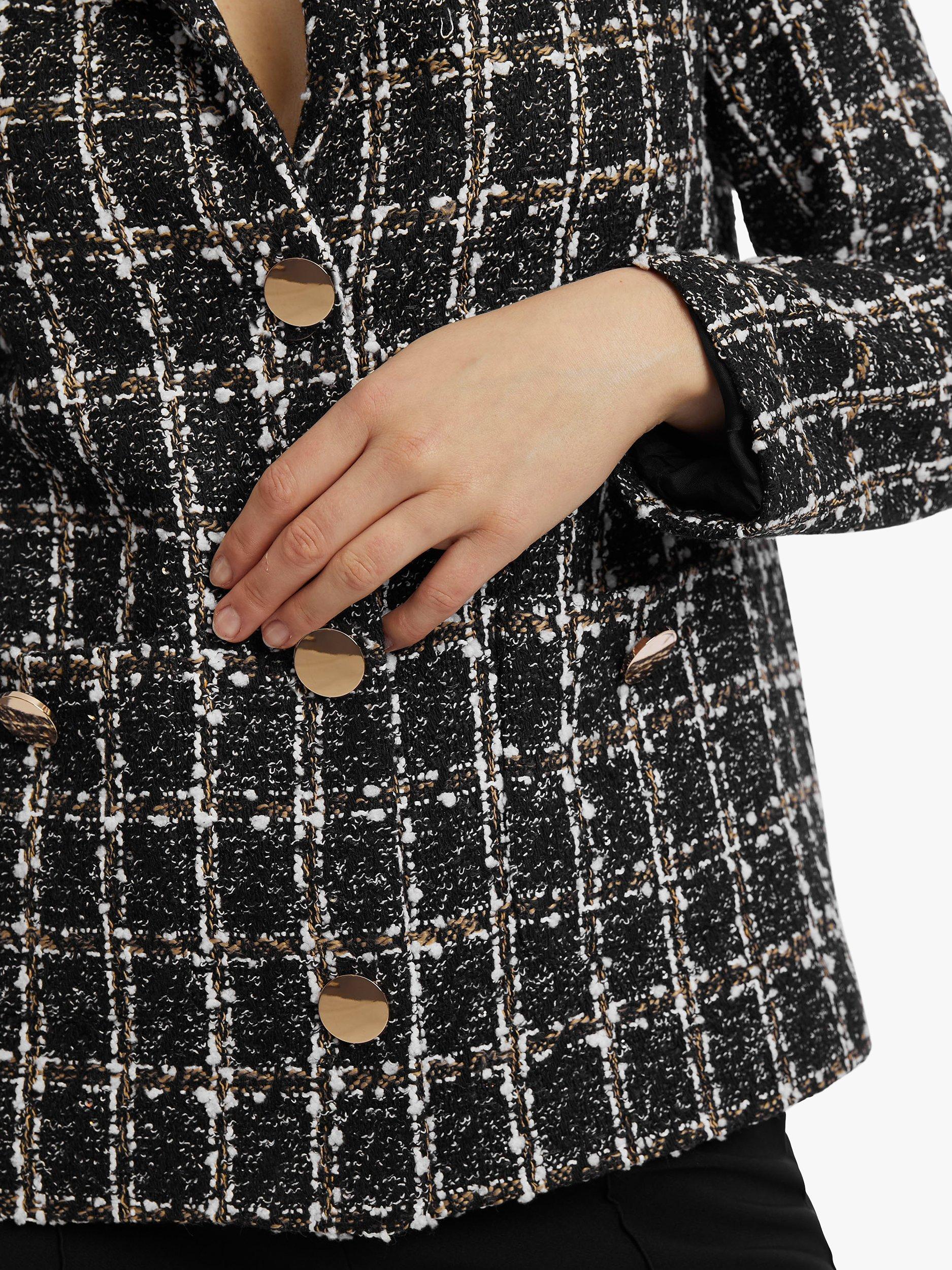 Product image 3 of 5, which shows James Lakeland Pocket Detail Check Tweed Blazer, Black, 8