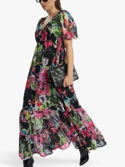 James Lakeland Floral Tiered Maxi Dress, Multi - view 2, Multi