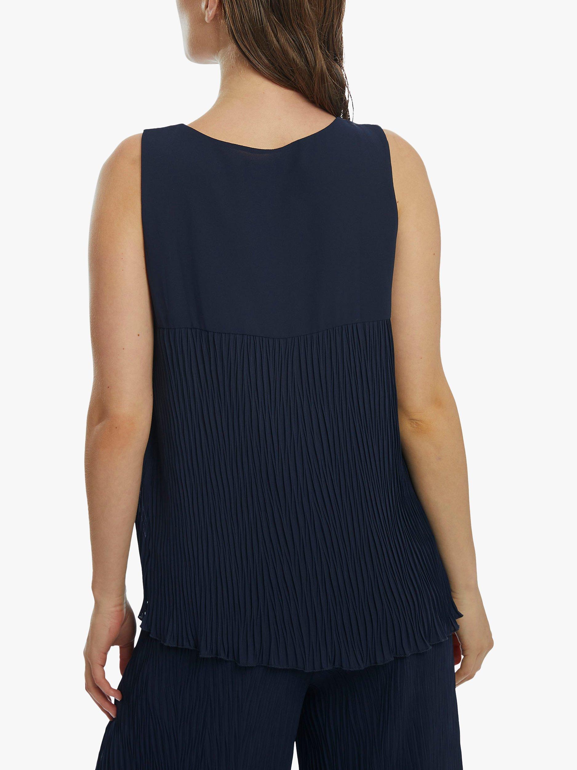 Product image 2 of 5, which shows James Lakeland Pleated Sleeveless Top, Navy, 8