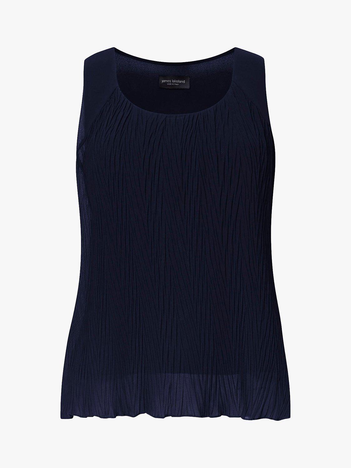 Product image 5 of 5, which shows James Lakeland Pleated Sleeveless Top, Navy, 8