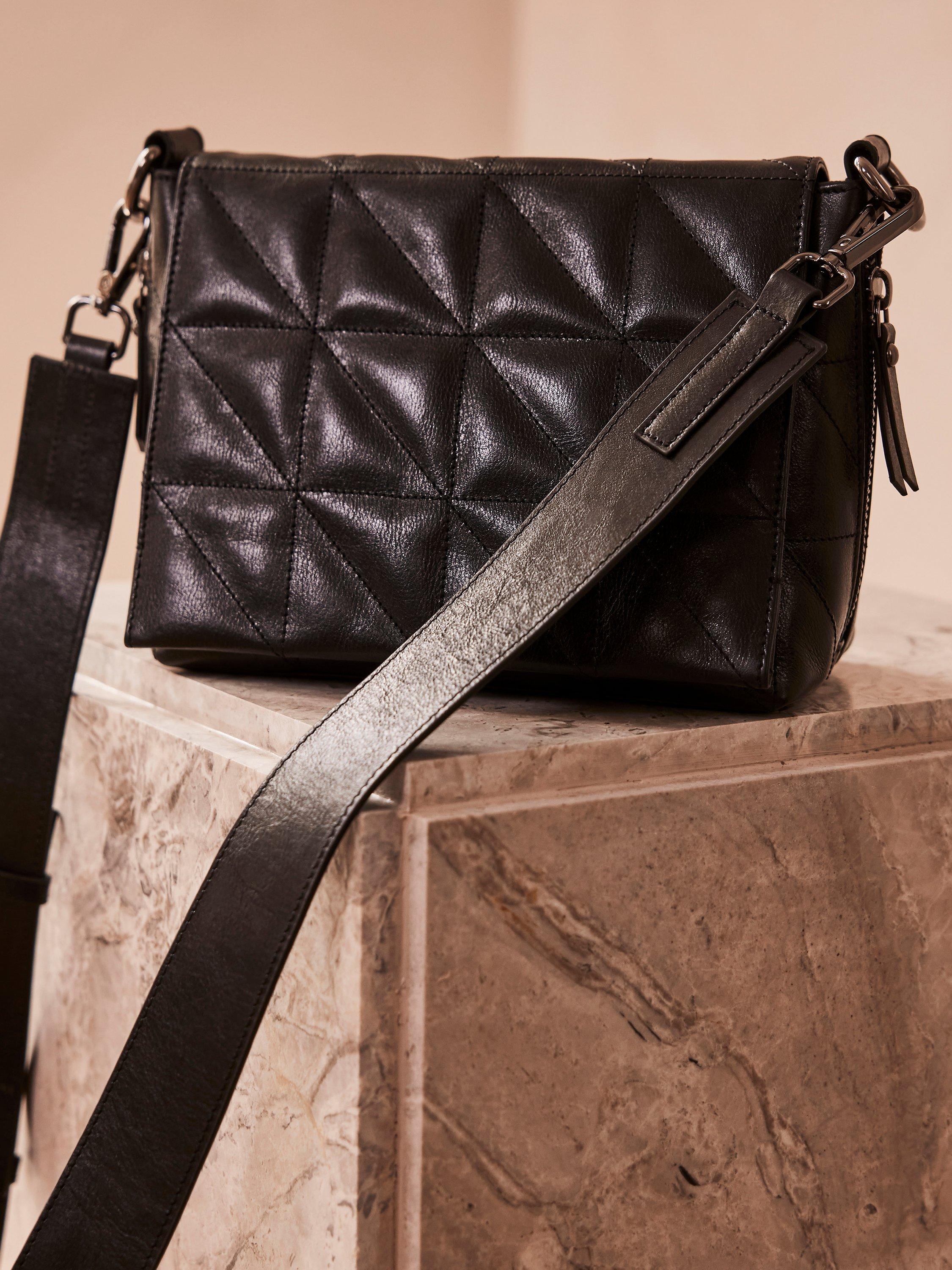 Mint Velvet Quilted Leather Crossbody Bag, Black