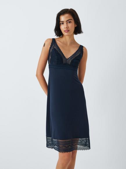 John Lewis Willow Lace Chemise, Navy