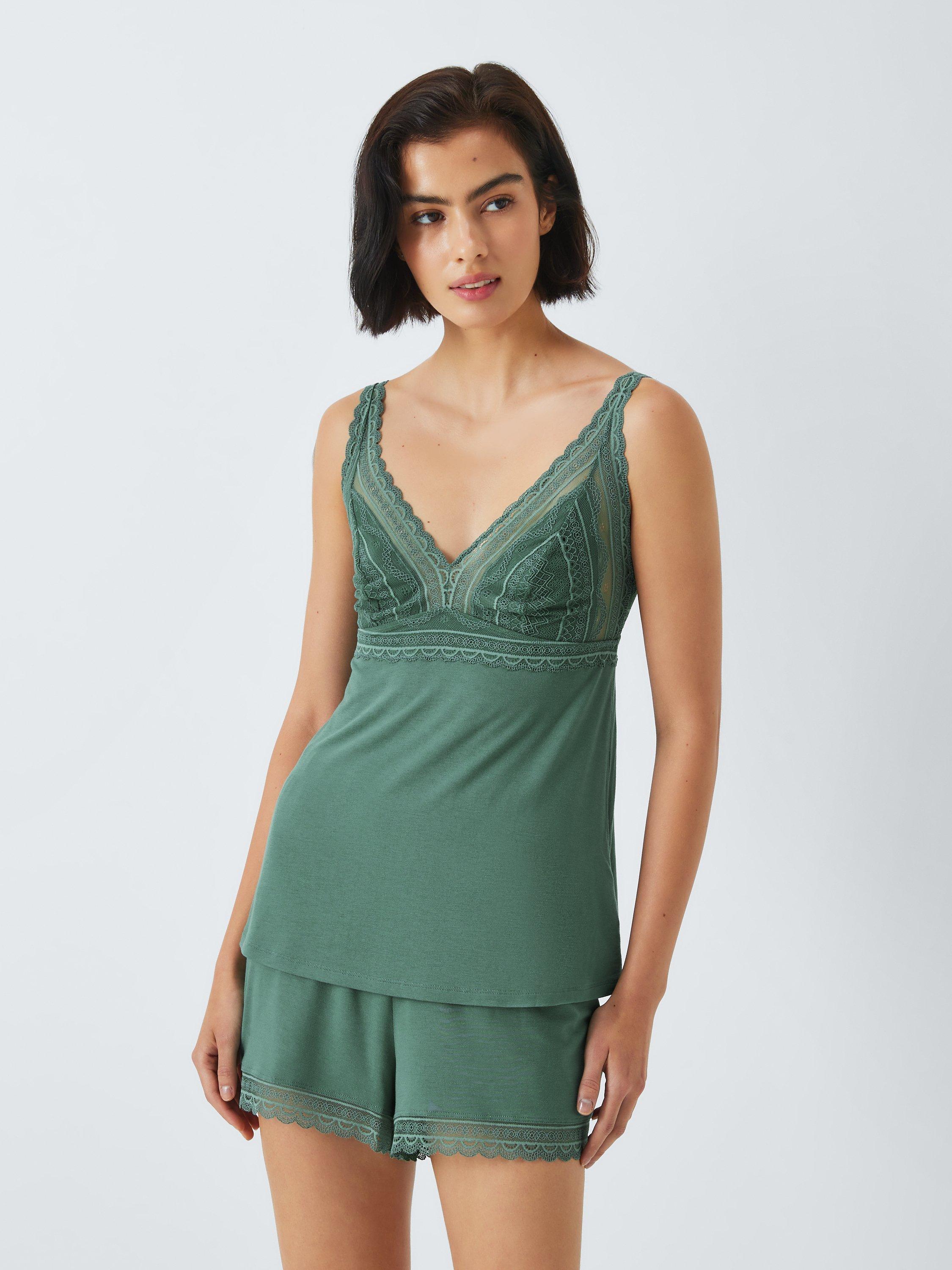 John Lewis Willow Lace Camisole Short Pyjama Set, Deep Sea
