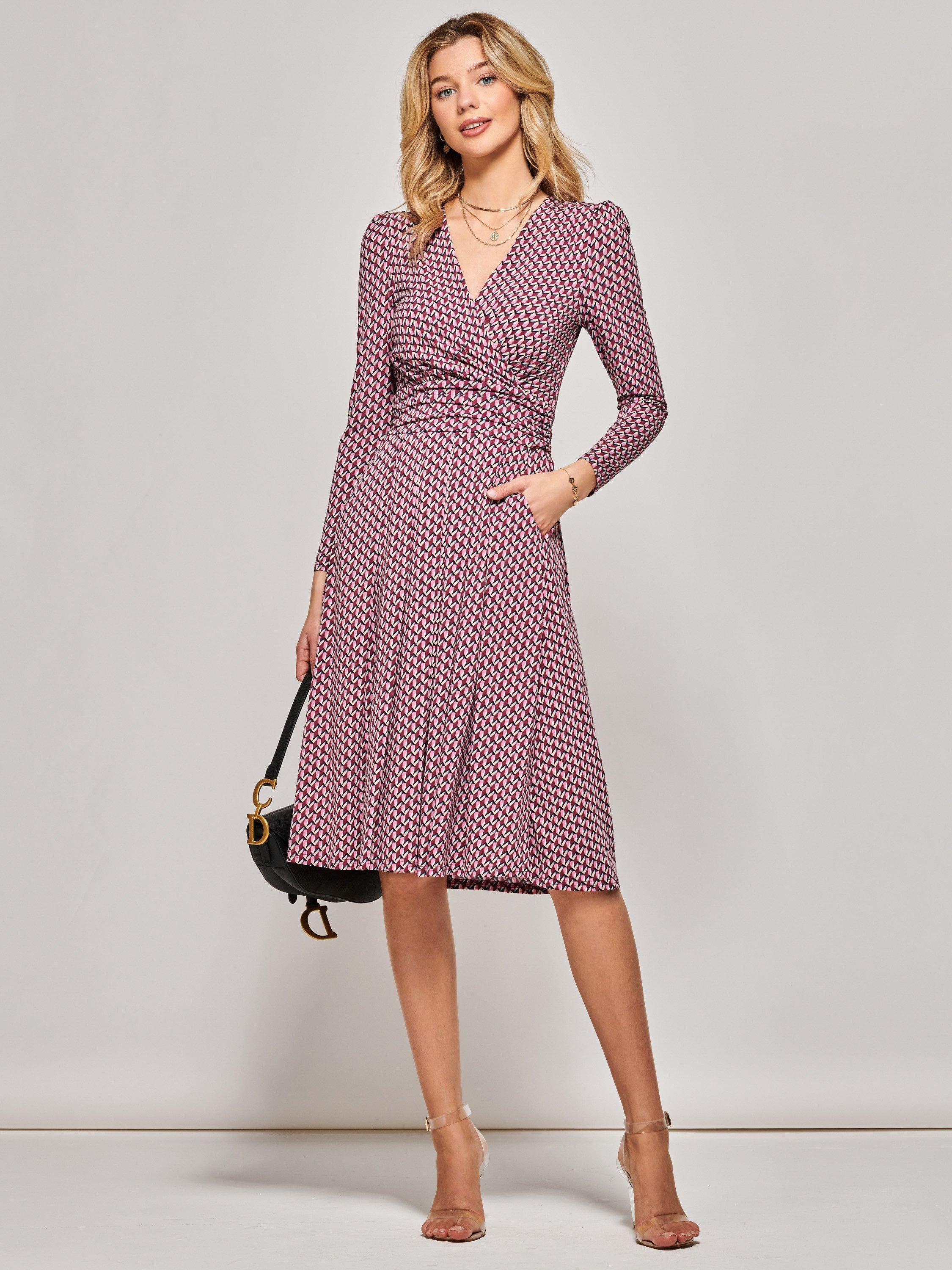 Jolie Moi Geo Print Jersey Midi Dress, Pink