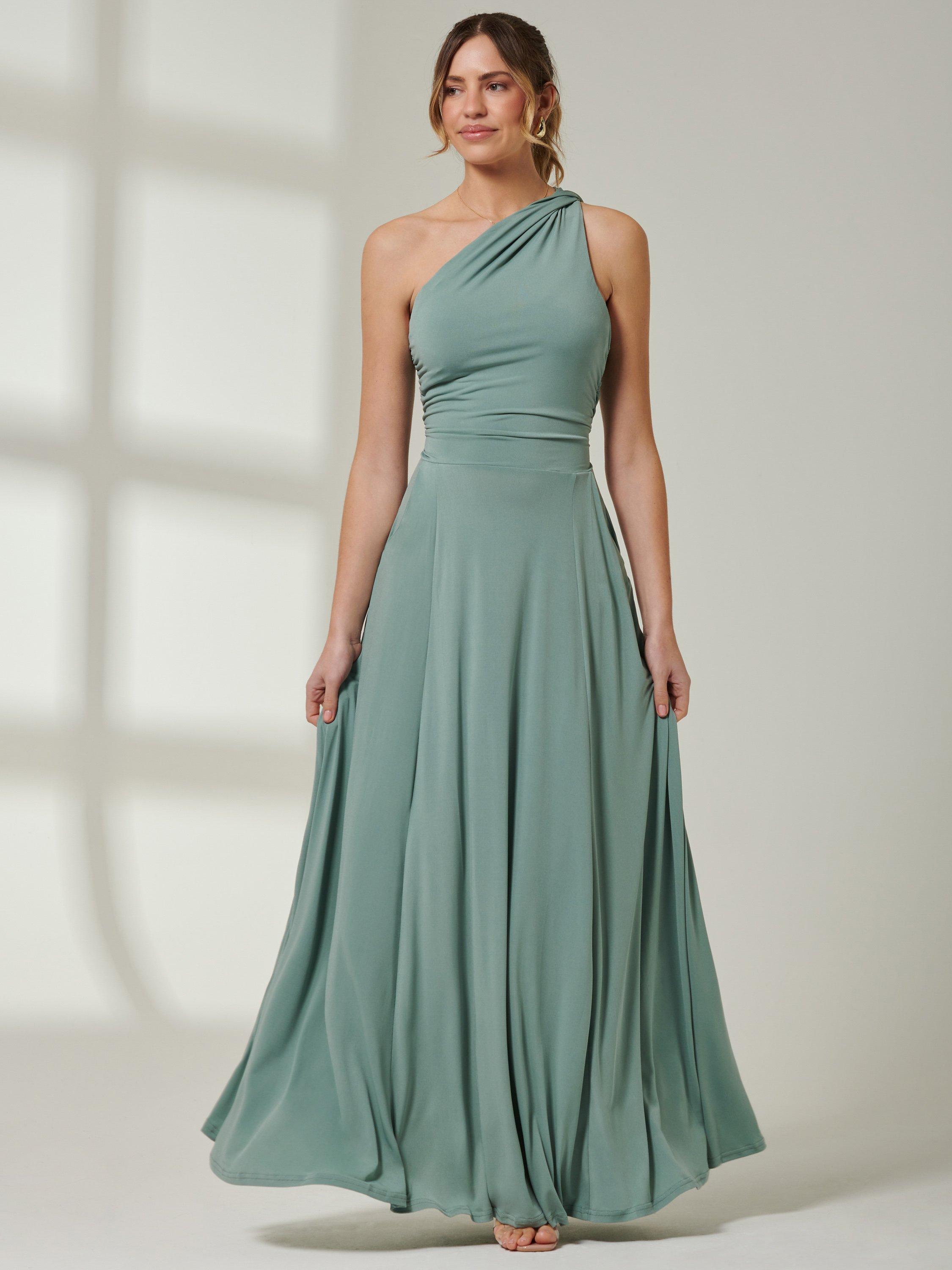 Jolie Moi One Shoulder Jersey Maxi Dress, Green, 12