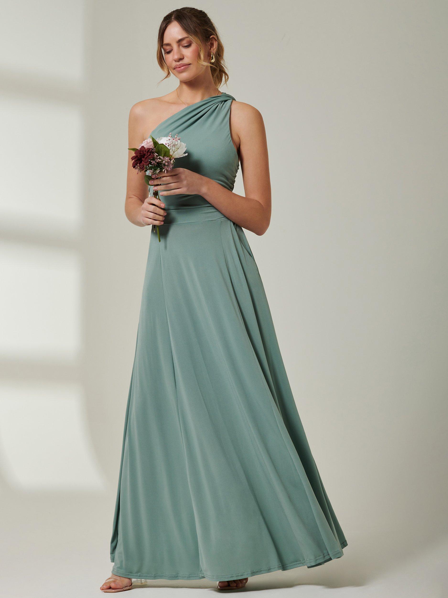 Jolie Moi One Shoulder Jersey Maxi Dress, Green, 12