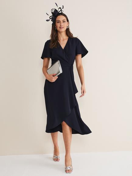Phase Eight Julissa Midi Wrap Dress, Navy, Navy