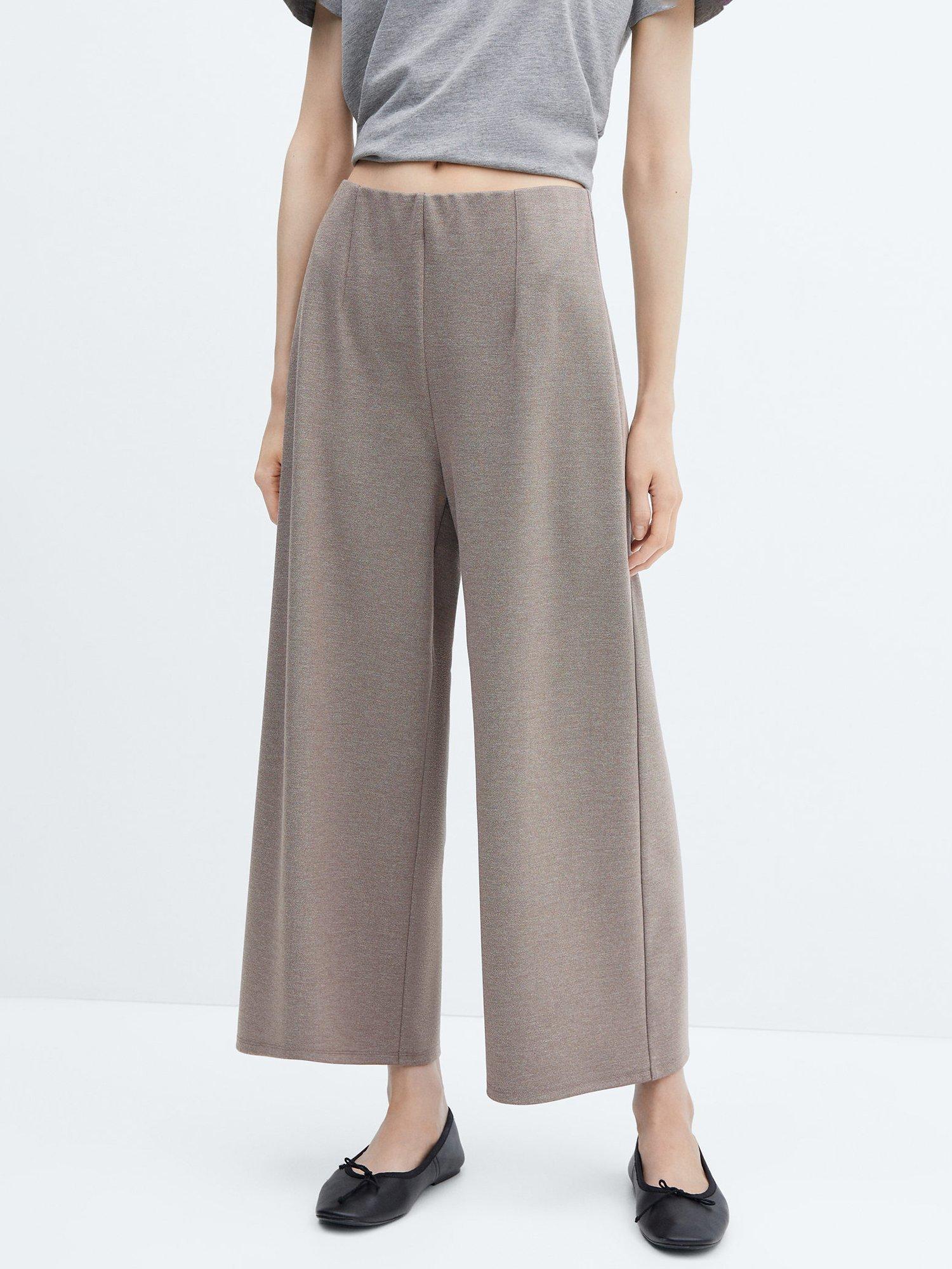 Mango Marti Knitted Culotte Trousers, Grey