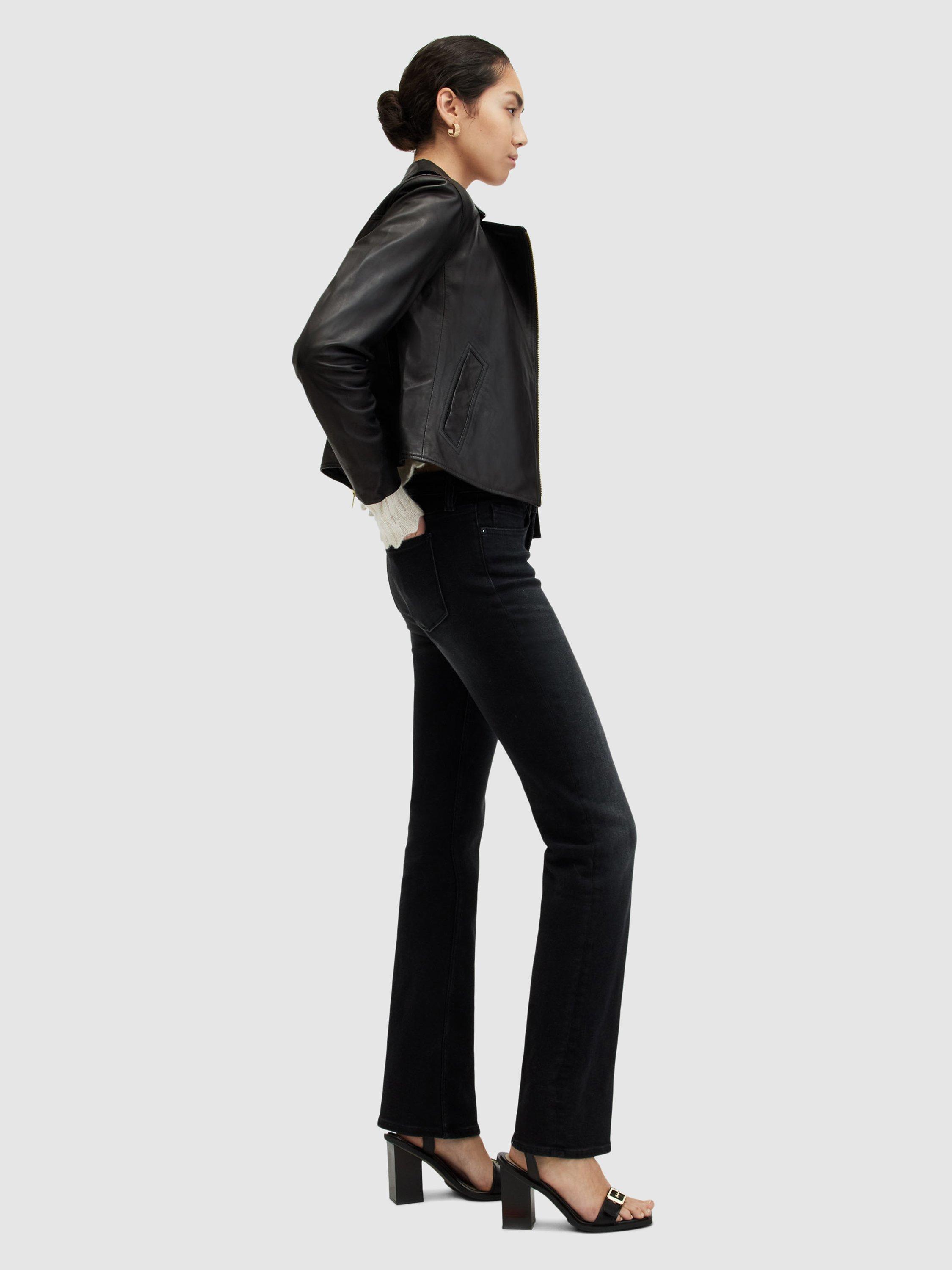 Product image 9 of 9, which shows AllSaints Vela Leather Biker Jacket, Black, 4