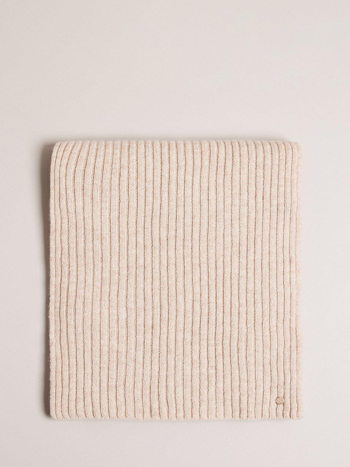 Ted Baker Cashmere Blend Ribbed Scarf, Taupe, One Size