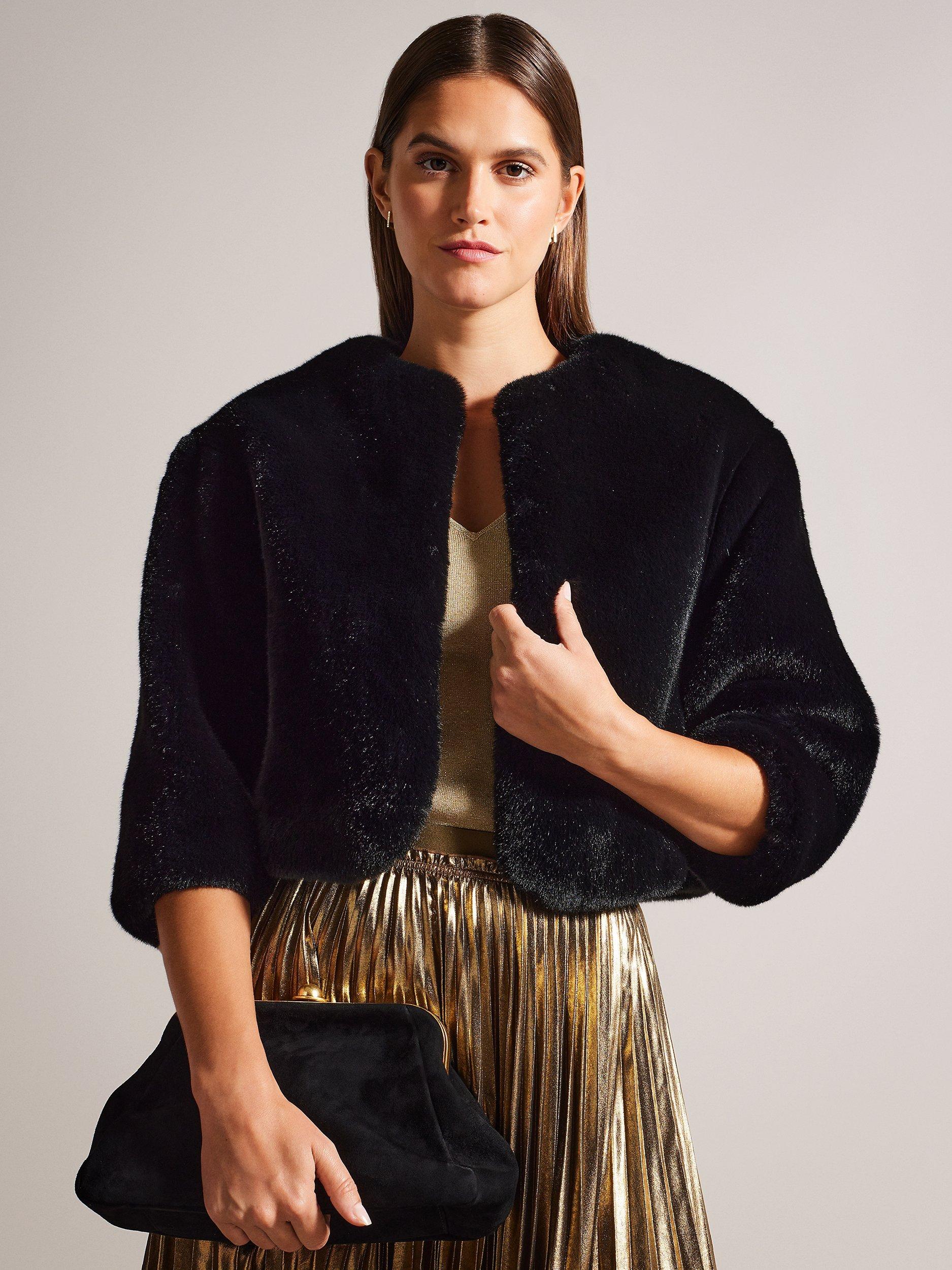Ted Baker Silina Faux Fur Capelet, Black