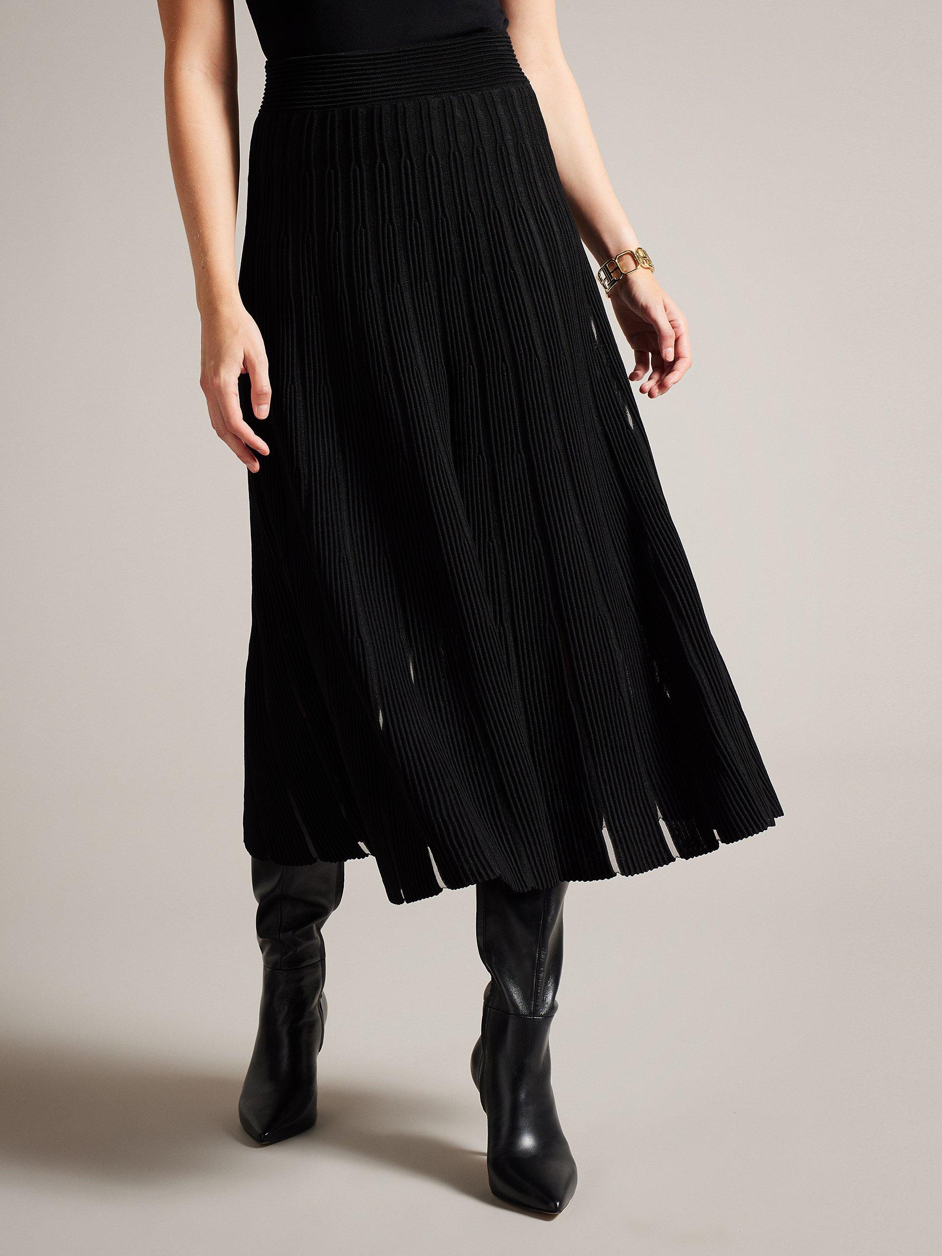 Ted Baker Olhaa Ottoman Striped Midi Skirt, Black