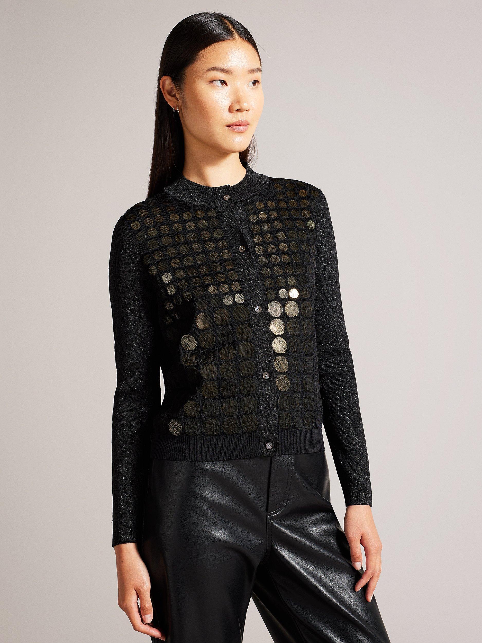 Ted Baker Vivione Trapped Sequin Cardigan, Black