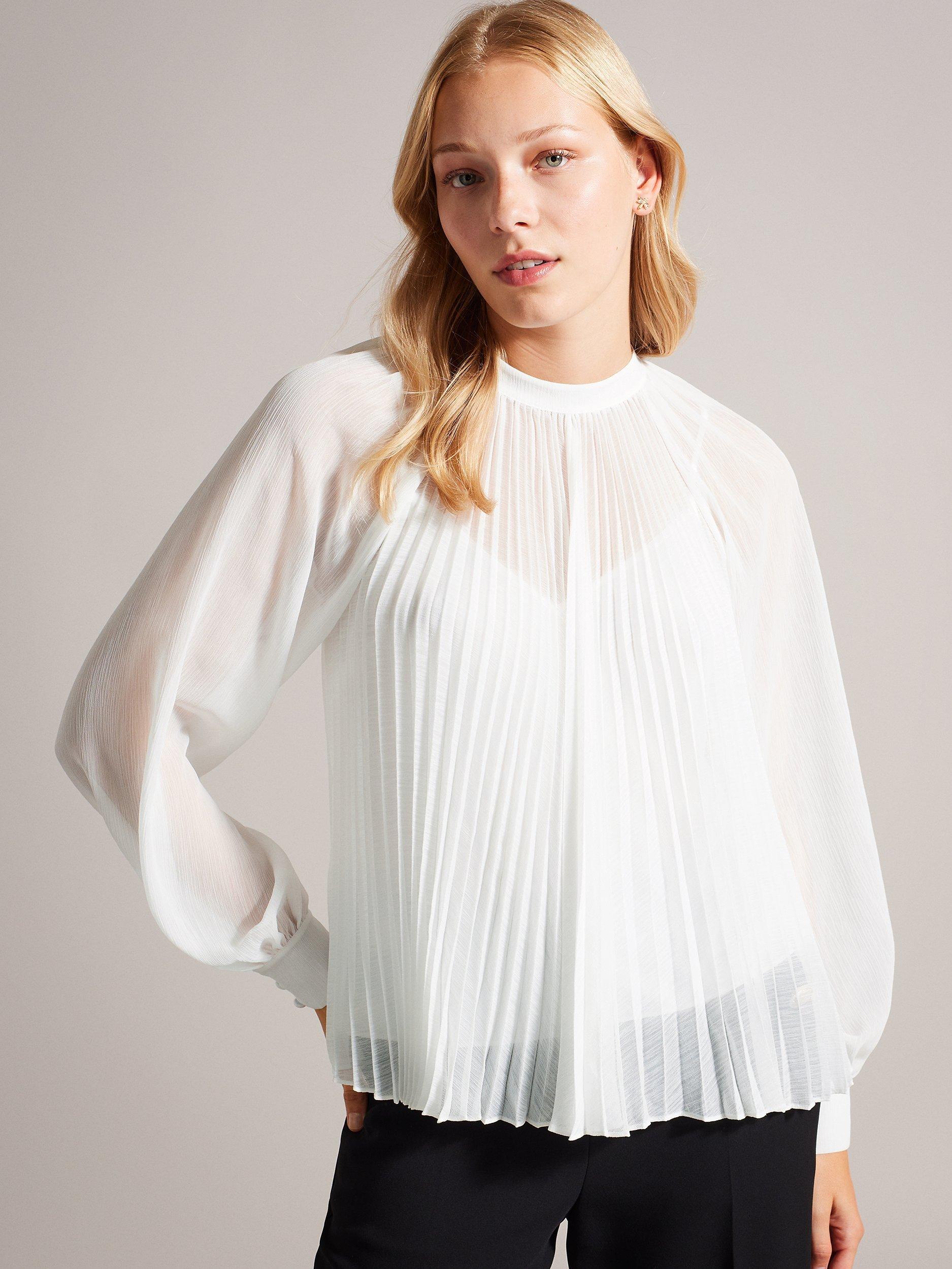 Ted Baker Macenzi Pleated Neck Top, Ivory