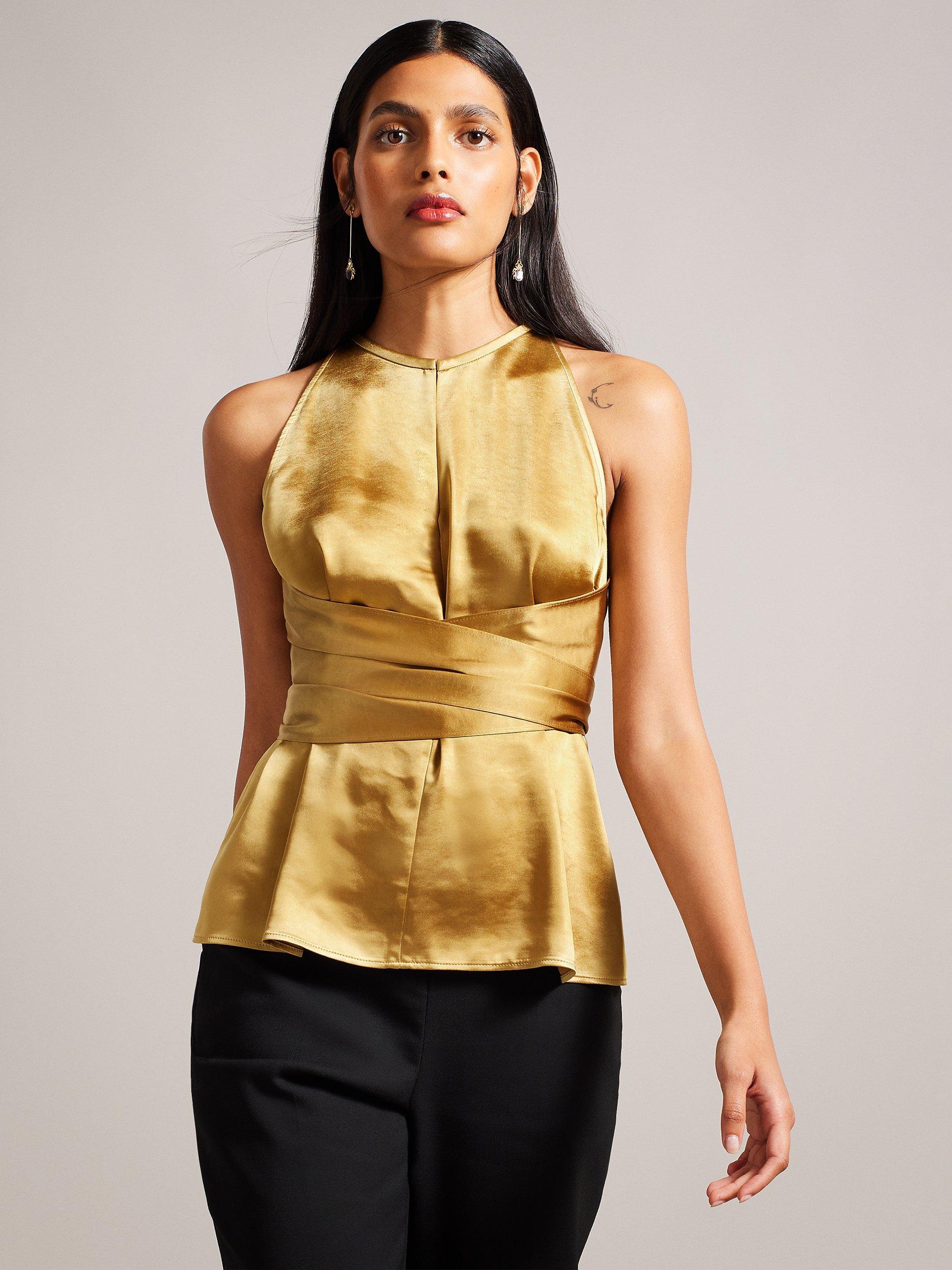 Ted Baker Mikelle Self Tie Halter Neck Cami, Tan